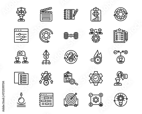 Action Plan Line Vector Icons