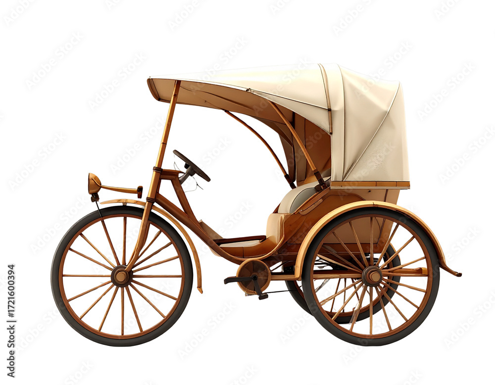 Fototapeta premium Minimalist Retro Rickshaw PNG