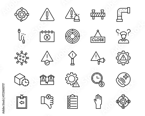 Business Disruption Line Vector Icons