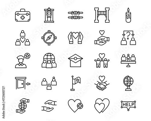 World Refugee Day Line Vector Icons