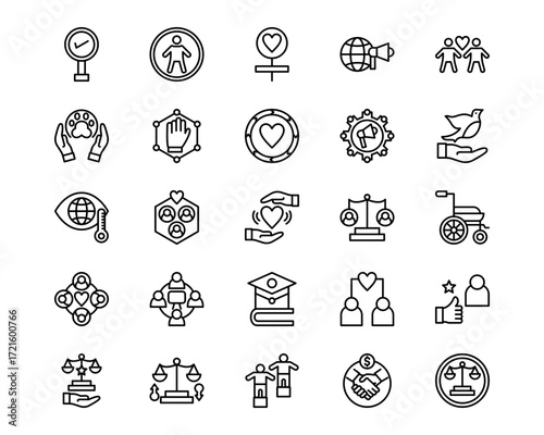 Social Justice Line Vector Icons