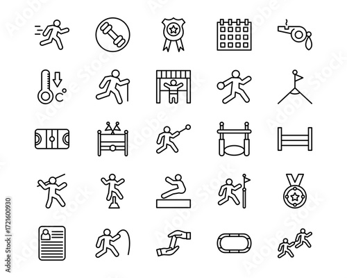 Track and Field Line Vector Icons