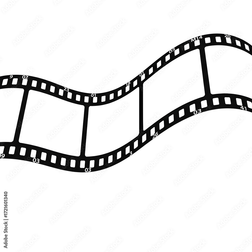 Fototapeta premium Vintage film strip with perforations and numbers isolated on a transparent background retro cinema.