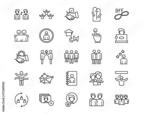 Social Relationship Line Vector Icons