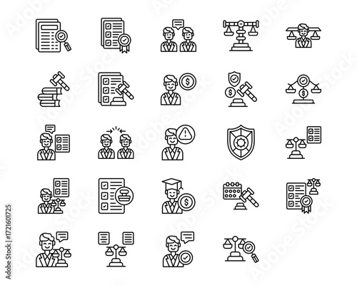 Legal Services Line Vector Icons