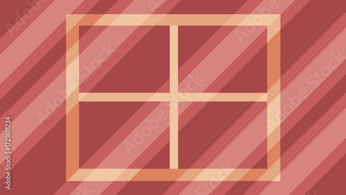 Abstract window pane with diagonal stripes in shades of red and orange vector illustration