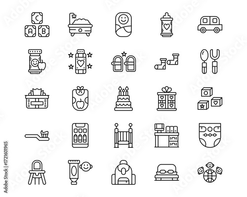 Raising Children Line Vector Icons