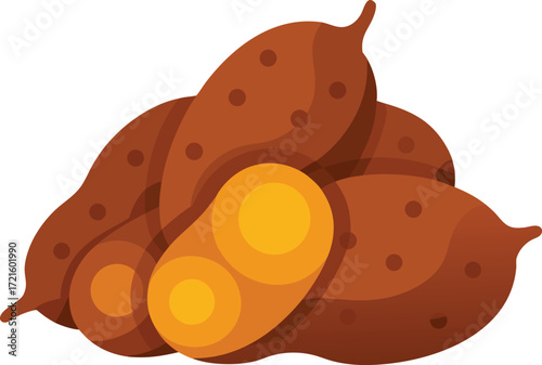 Scalable vector illustration of a stacked pile of delicious sweet yams for food graphics