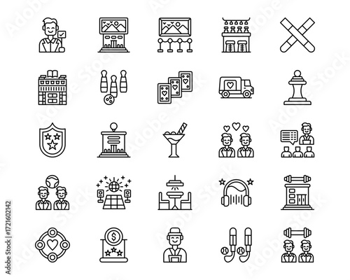Social Club Line Vector Icons