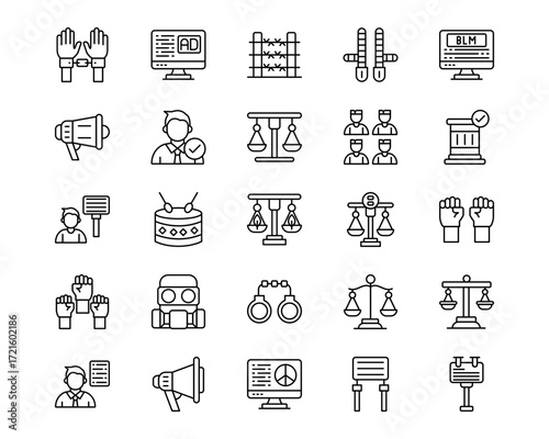 Protest Line Vector Icons