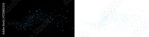 Konstfotografi Starry night sky overlay with shimmering blue particles on black background, cre
