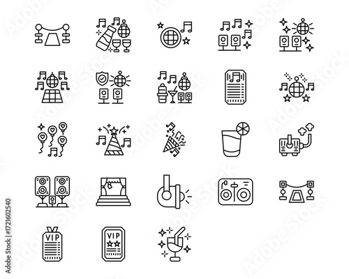 Nightclub Line Vector Icons