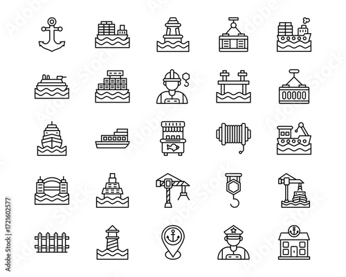 Harbour Line Vector Icons