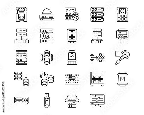 Data Storage Line Vector Icons