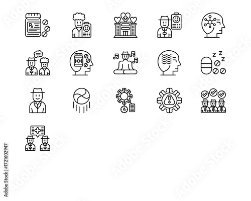 Psychiatry Line Vector Icons