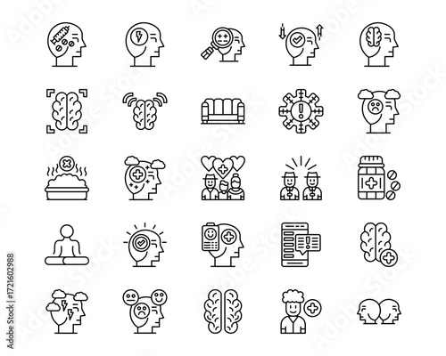 Psychiatry Line Vector Icons