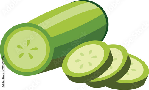 Fresh zucchini slices vector illustration scalable eps food graphic