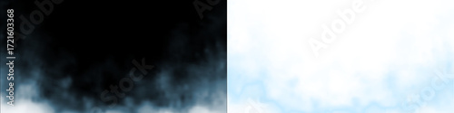 Fotografie Black and white smoke overlay with soft gradient texture, creating a dramatic at