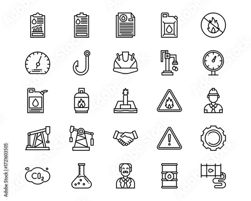 Petrol Industry Line Vector Icons