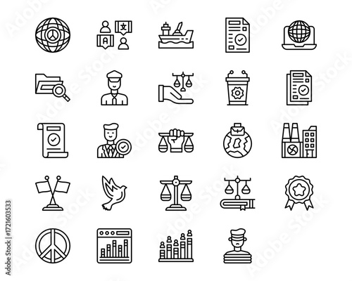Diplomacy Line Vector Icons
