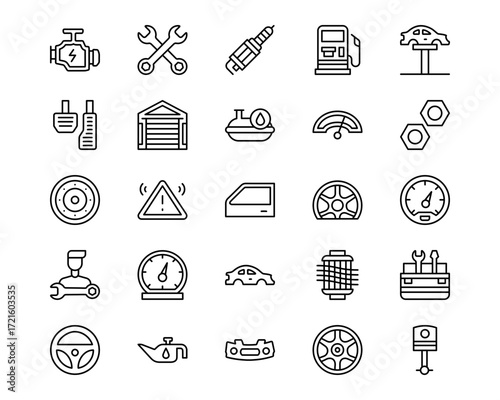 Car Repair Line Vector Icons
