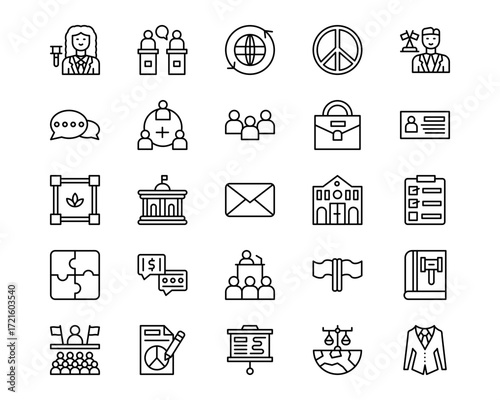Diplomacy Line Vector Icons