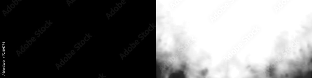 Fototapeta premium Black and white png overlay featuring soft, textured smoke effects, creating an ethereal atmosphere for artistic and creative design projects with copy space