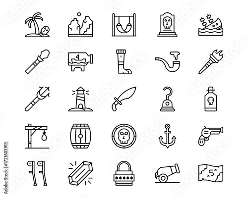 Pirate Line Vector Icons