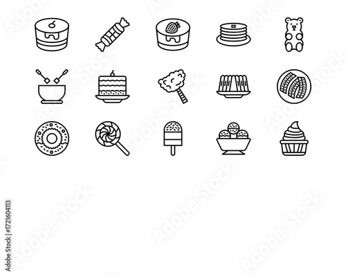 Sweets and Candies Line Vector Icons