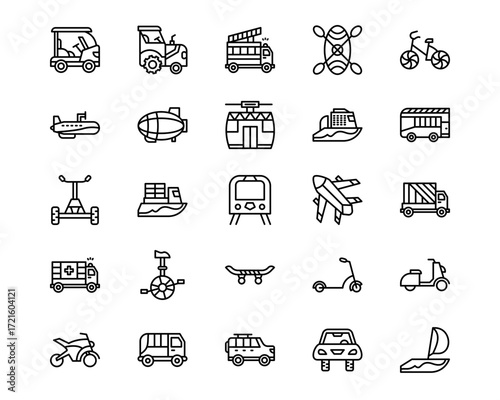 Transport Line Vector Icons