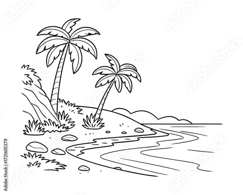 "Beautiful Sandy Beach with Ocean Waves under Sky"