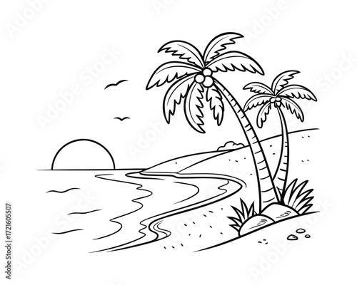 "Beautiful Sandy Beach with Ocean Waves under Sky"