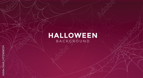 Halloween vector illustration featuring spider webs on a magenta background. Great for holiday cards, October templates, trick or treat posters, festive clipart, and Happy Halloween designs.