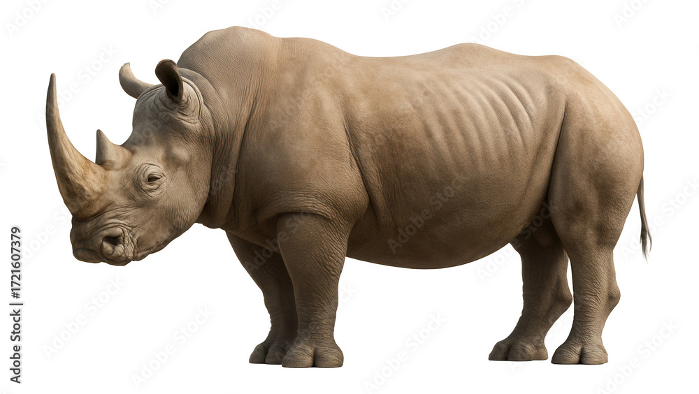 Fototapeta premium Rhinoceros standing in side view.