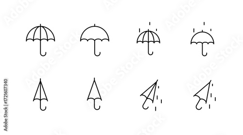 Weather and season outline icons set – simple, line, climate and forecast symbols