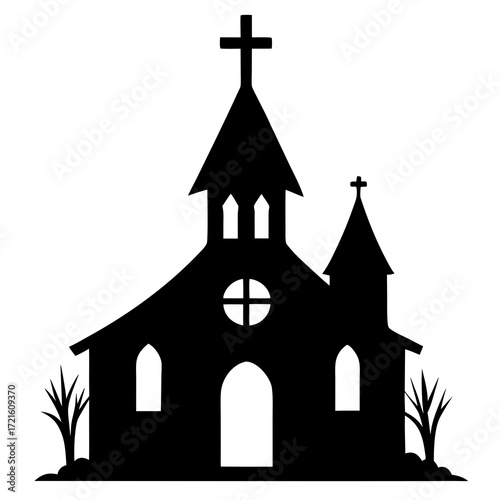 church silhouette vector illustration