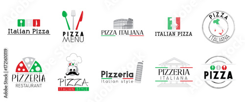 Italian pizza logotypes - vector illustration