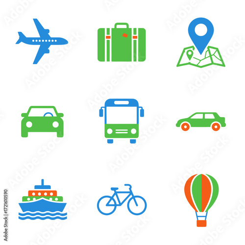 Wallpaper Mural Diverse Transportation Icons Representing Travel Options and Modes. Torontodigital.ca