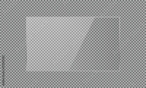 Realistic Transparent Acrylic Glass Sheet with Light Reflection and Shadow | Clear Plastic Panel Mockup for Product Display or UI Design