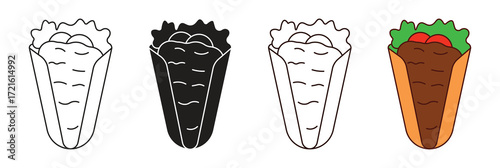 Doner kebab icon set ,meat skewer with vegetable vector design. vector illustration .