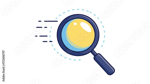  Magnifying glass glowing like sun with radiant rays in pastel yellow ink flat vector style isolated