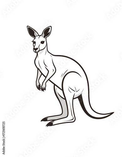 Simple black and white kangaroo illustration
