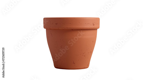 Brown terracotta pot stands on transparent background for product staging.