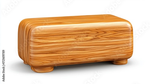 Light Brown Rectangular Wooden Box with Smooth Surface and Small Feet