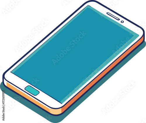 Isometric Smartphone with Blank Screen Vector Illustration