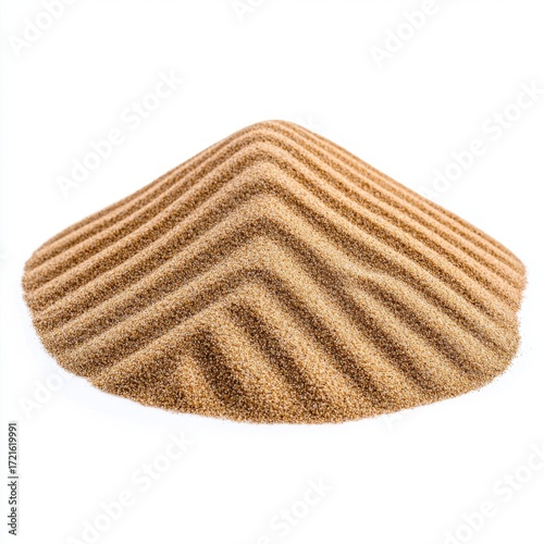 Light Brown Sand Pile with Parallel Lines on White Background