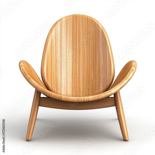 Light Brown Wooden Armchair on White Background