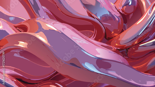 Abstract colorful background with soft pink and purple paint texture, flowing artistic light pattern of liquid silk waves