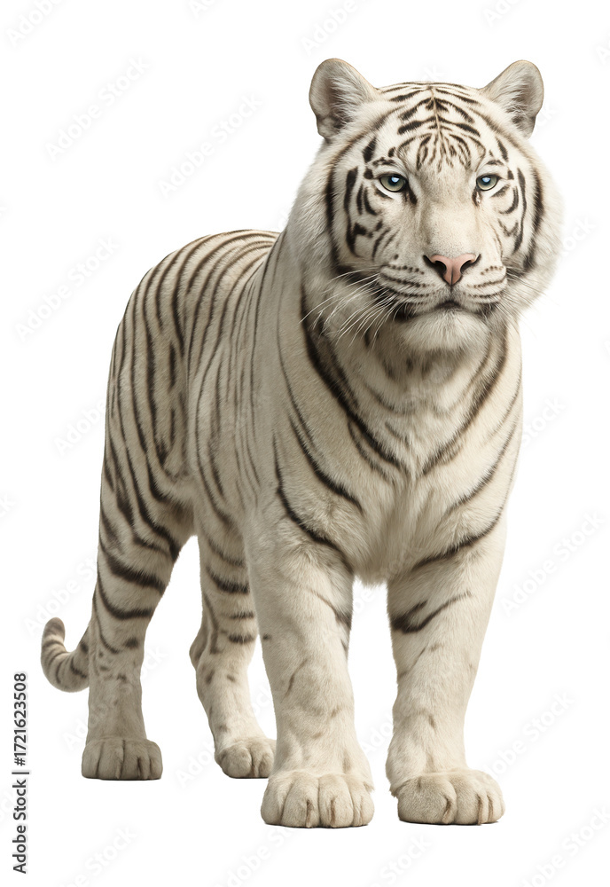 Obraz premium White tiger standing alert.