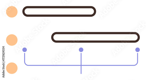 Horizontal bars, circles, and connected lines represent steps, hierarchy, or workflow. Ideal for project planning, process tracking, data management, task scheduling organization teamwork simple